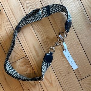 Marc Jacobs Black and Gold Chevron Woven Shoulder Strap